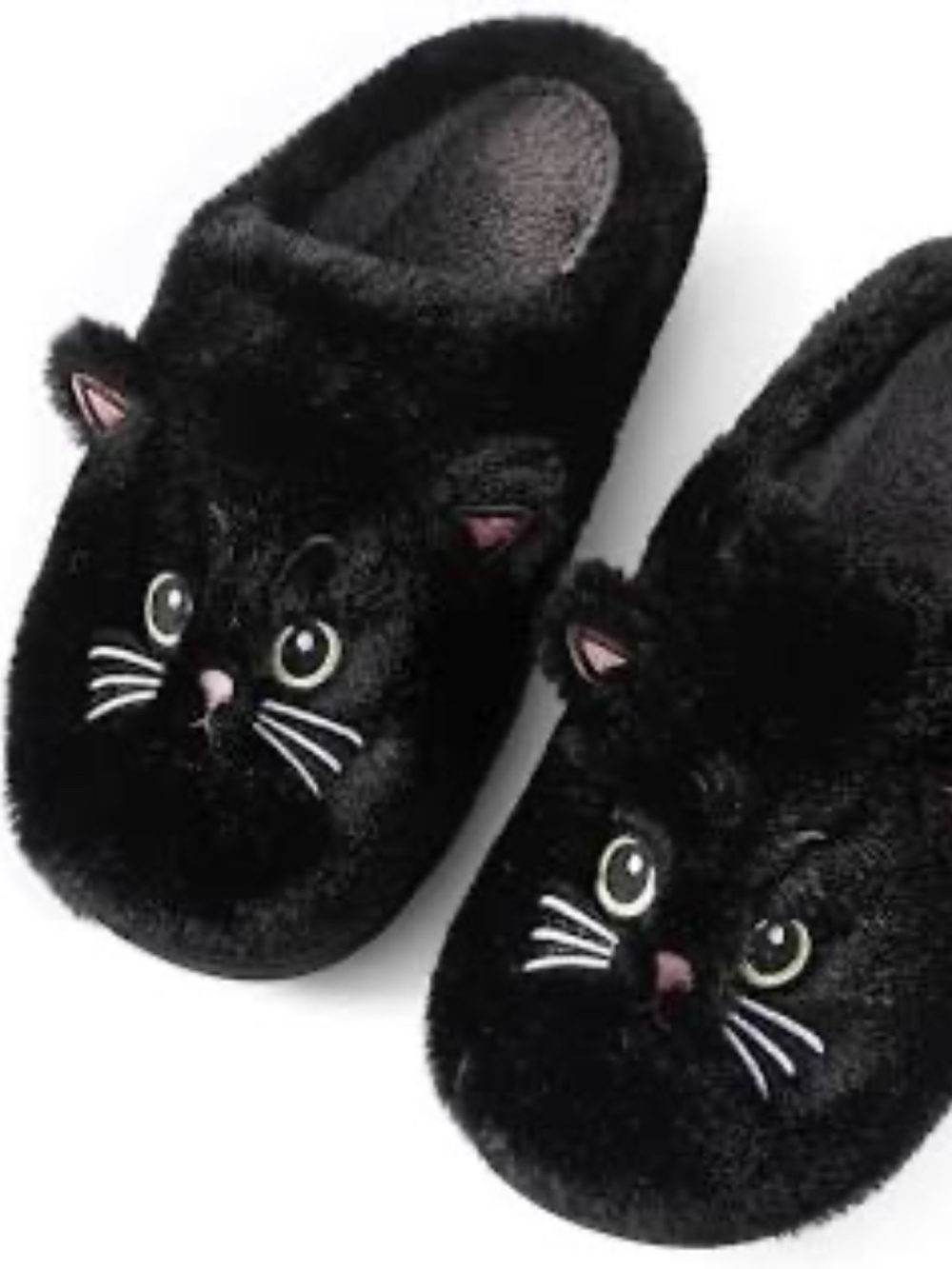 Brand New Black Cat Plush Indoor Black Cat Slippers